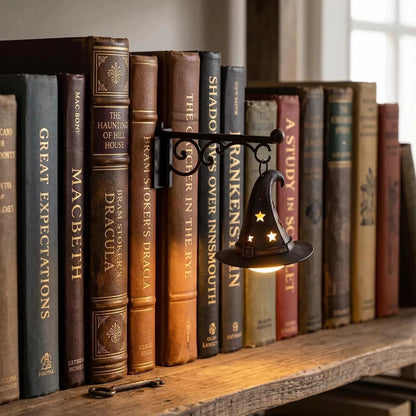 Vintage Library Lantern Bookshelf Lamp – Warm LED Book Nook Light
