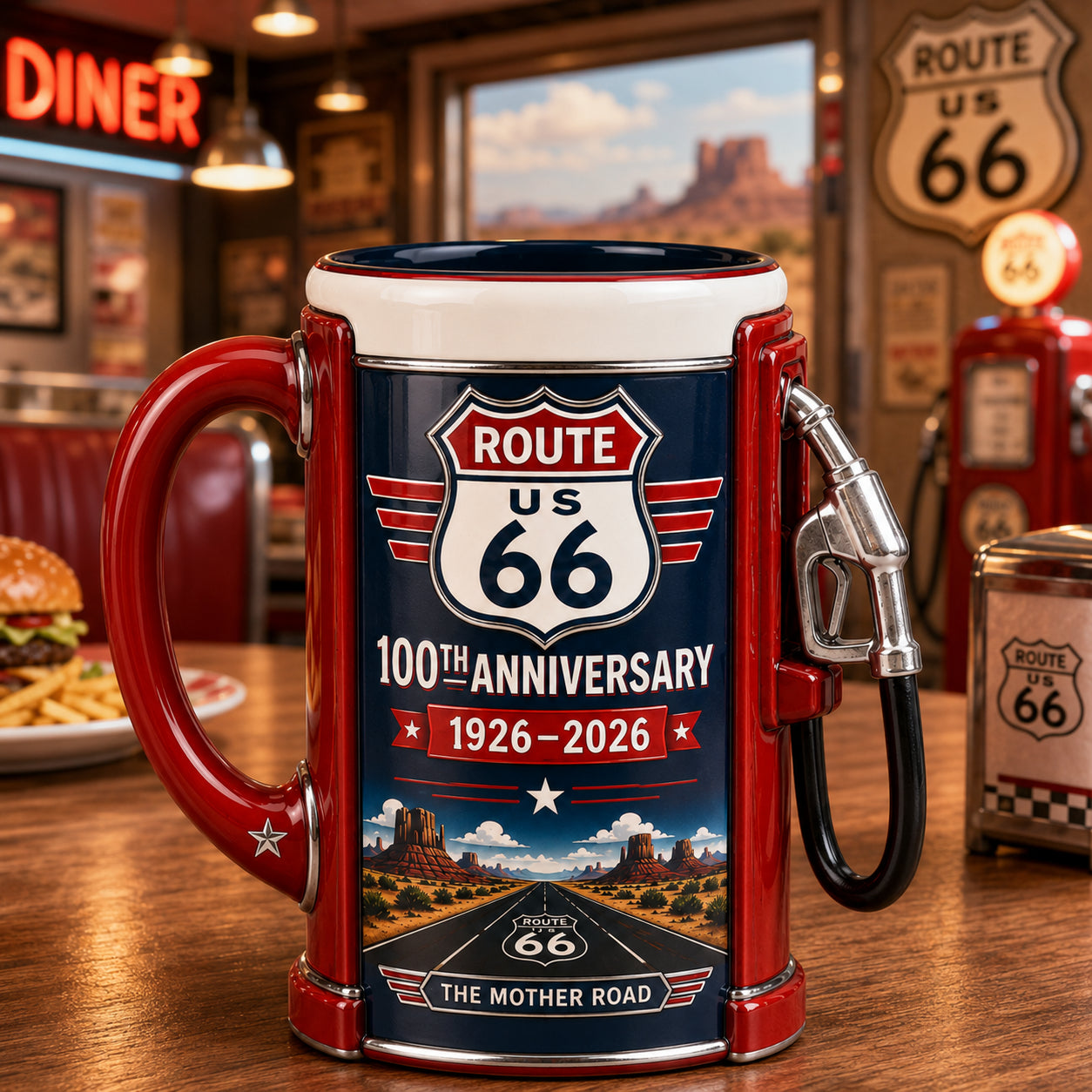 Route 66 Centennial Fuel Pump Mug – 100th Anniversary Edition (1926–2026）