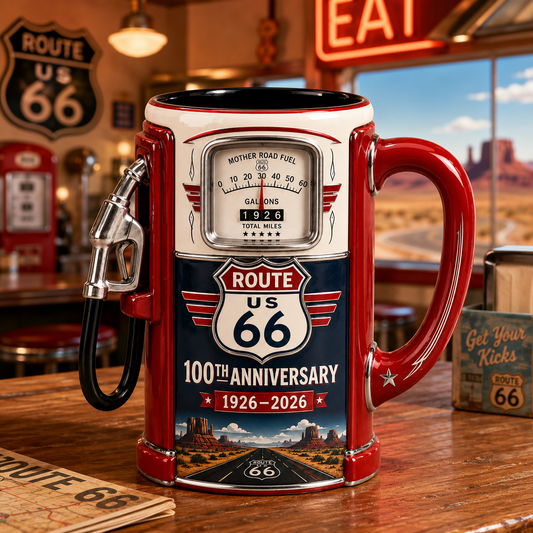 Route 66 Centennial Fuel Pump Mug – 100th Anniversary Edition (1926–2026）