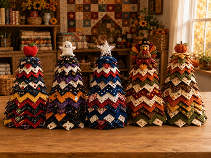 🔥 LAST DAY 49% OFF - 🎄🧵Americana Christmas Tree Quilt Kit – Easy Layered Fabric Holiday Décor for Quilting Lovers
