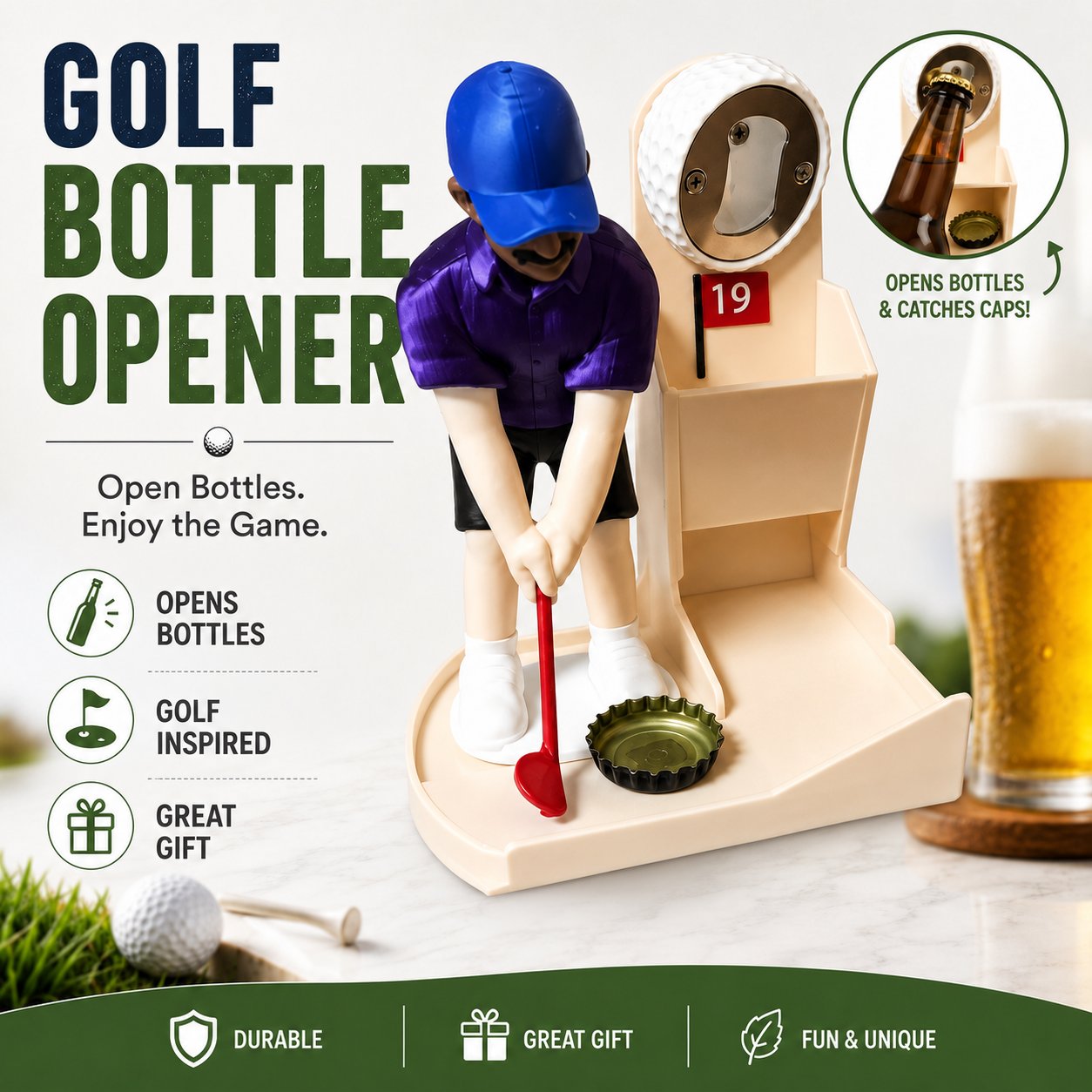 Golf Ball Themed Bottle Opener