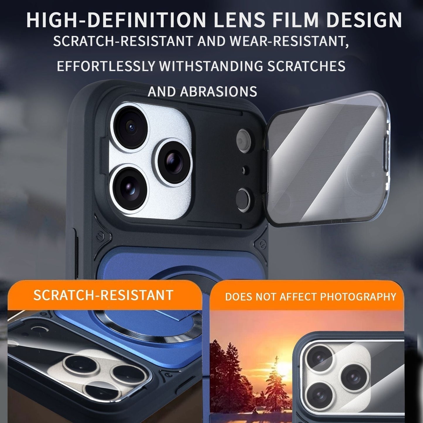 MagSafe Magnetic Case with Camera Lens Cover & Invisible Stand for iPhone