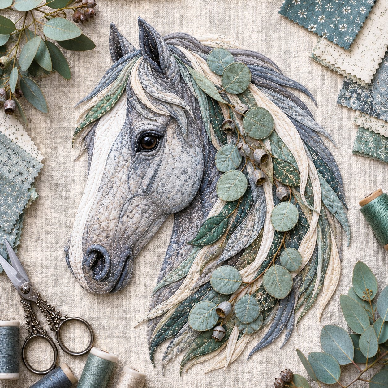 🐴 Floral Horse Patchwork Fabric DIY Decor Kit