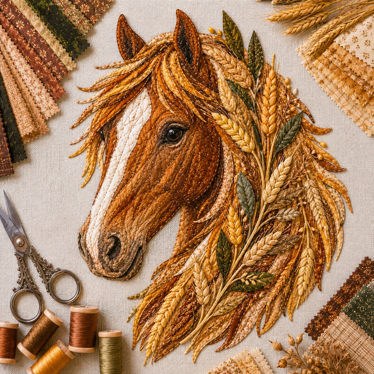 🐴 Floral Horse Patchwork Fabric DIY Decor Kit