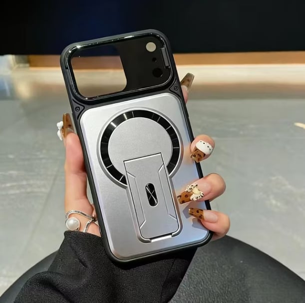 MagSafe Magnetic Case with Camera Lens Cover & Invisible Stand for iPhone