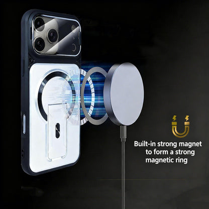 MagSafe Magnetic Case with Camera Lens Cover & Invisible Stand for iPhone