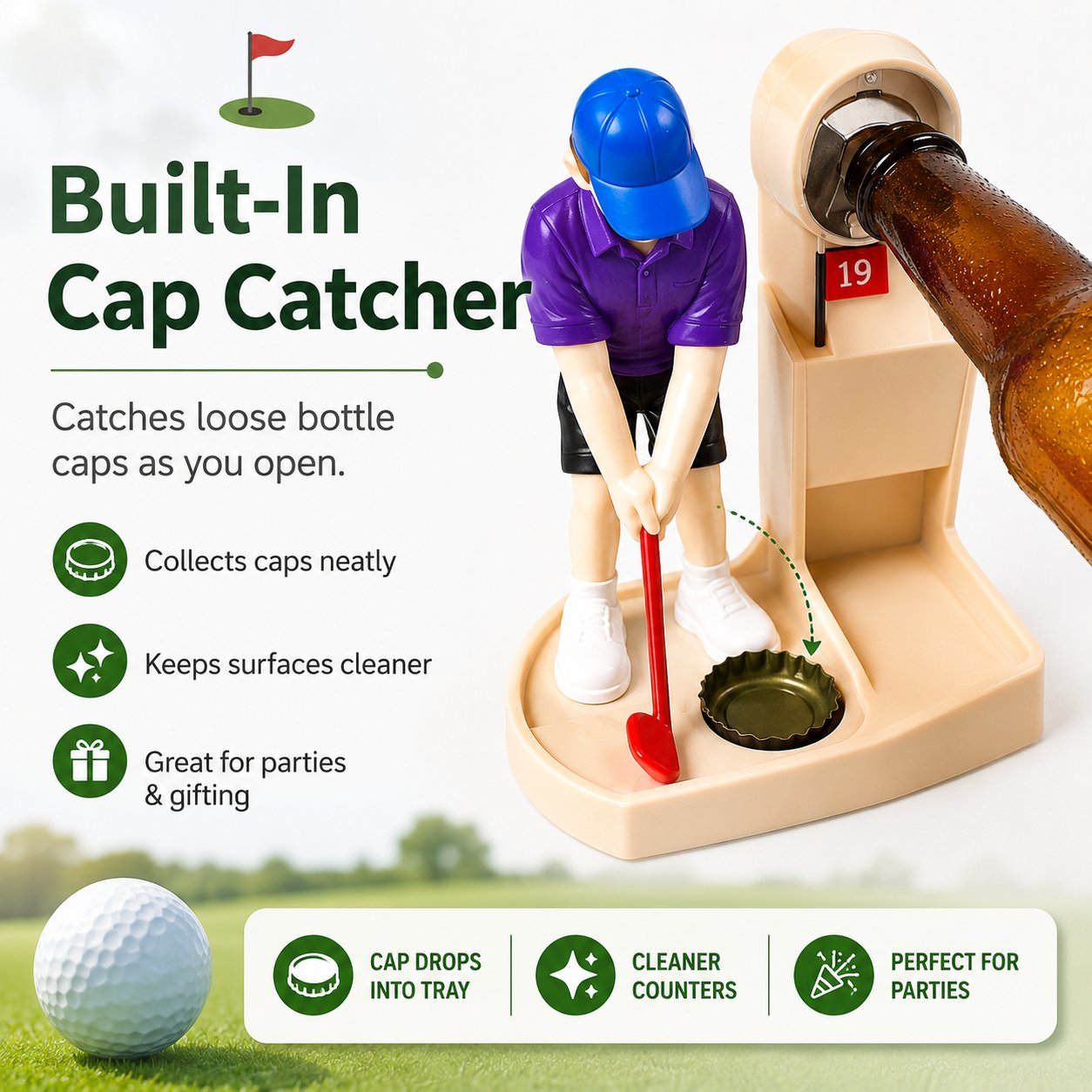 Golf Ball Themed Bottle Opener