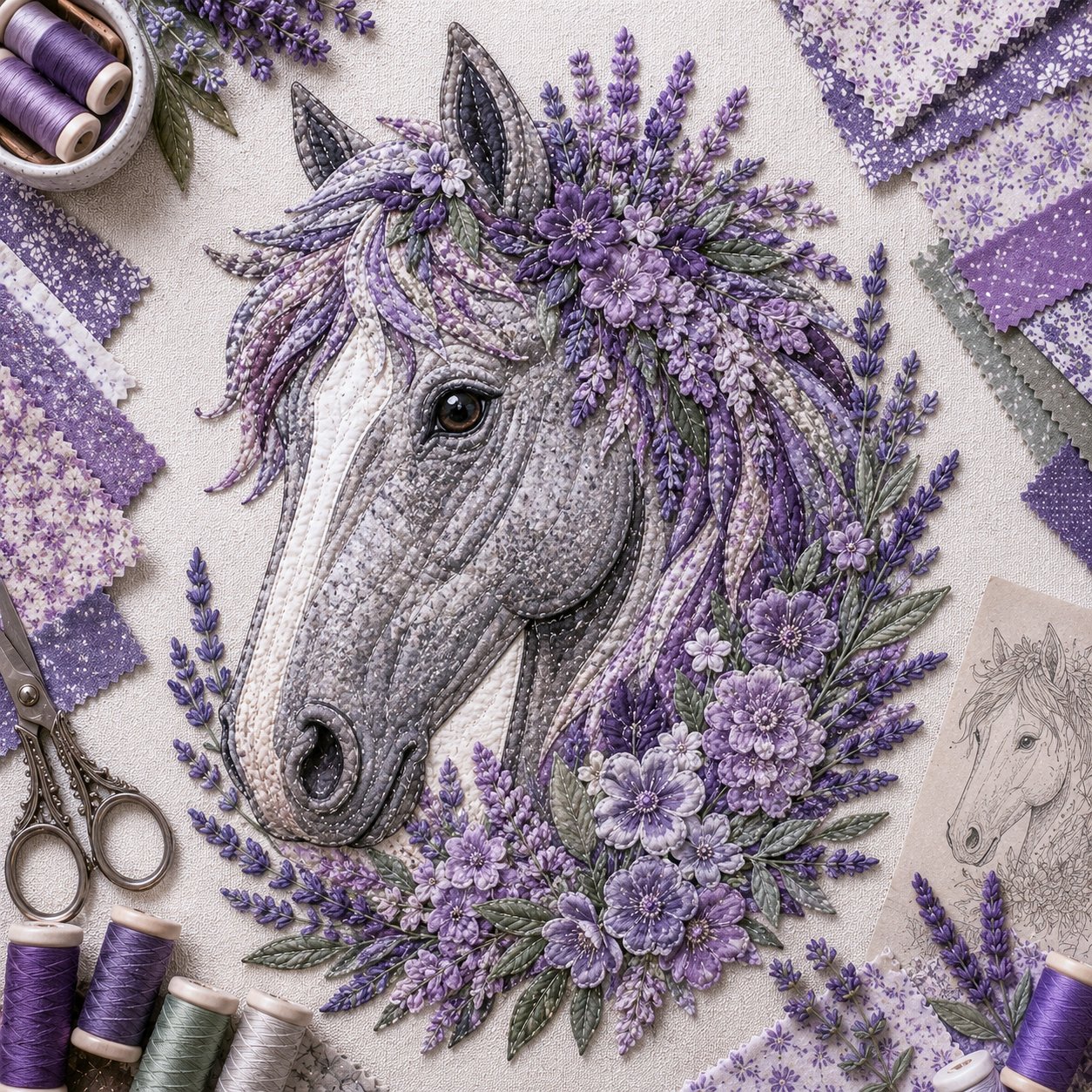 🐴 Floral Horse Patchwork Fabric DIY Decor Kit