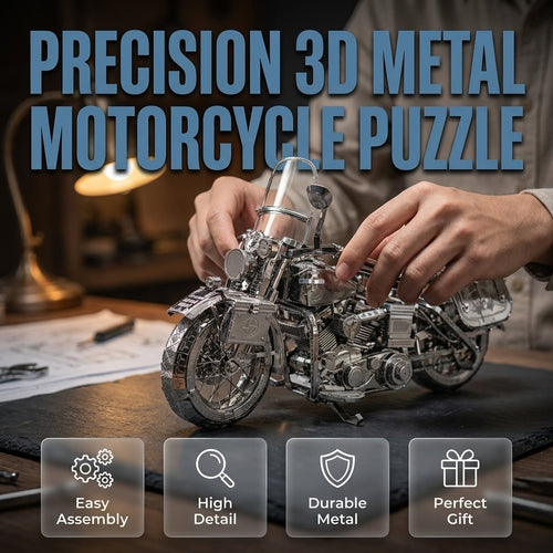 🔥SPECIAL OFFER🔥Silver 3D Metal Motorcycle Construction Puzzle