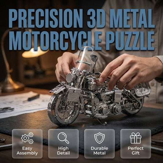 🔥SPECIAL OFFER🔥Silver 3D Metal Motorcycle Construction Puzzle