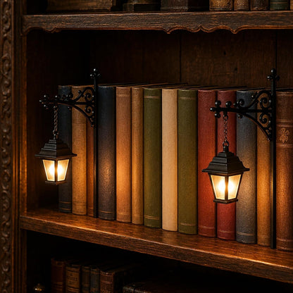 Vintage Library Lantern Bookshelf Lamp – Warm LED Book Nook Light
