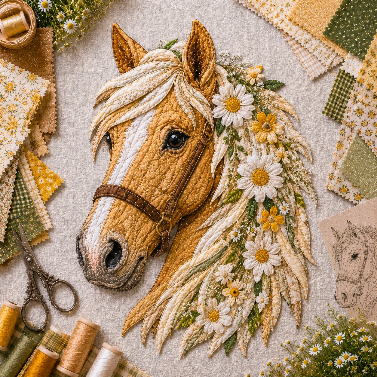 🐴 Floral Horse Patchwork Fabric DIY Decor Kit