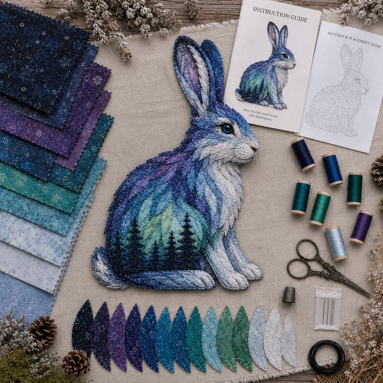 Northern Lights Snowshoe Hare
