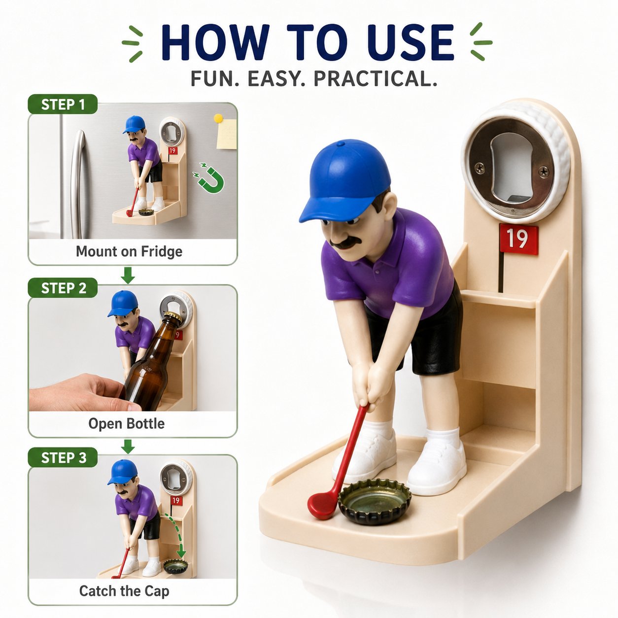 Golf Ball Themed Bottle Opener