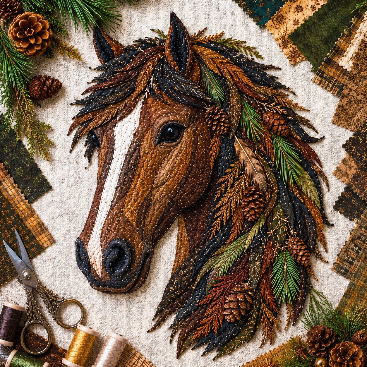 🐴 Floral Horse Patchwork Fabric DIY Decor Kit